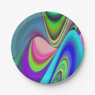 Summerfeeling , Abstract 3D Rainbowart Paper Plate