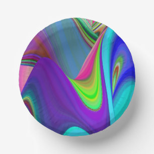 Summerfeeling , Abstract 3D Rainbowart Paper Plate