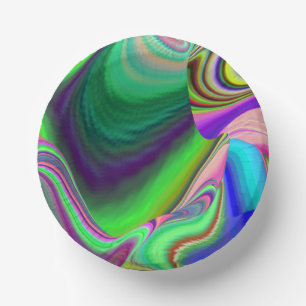 Summerfeeling , Abstract 3D Rainbowart Paper Plate