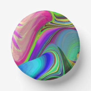 Summerfeeling , Abstract 3D Rainbowart Paper Plate