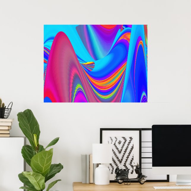Summerfeeling , Abstract 3D Rainbowart Poster (Home Office)