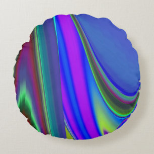 Summerfeeling , Abstract 3D Rainbowart Round Cushion