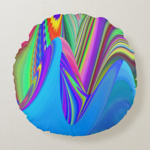 Summerfeeling , Abstract 3D Rainbowart Round Cushion