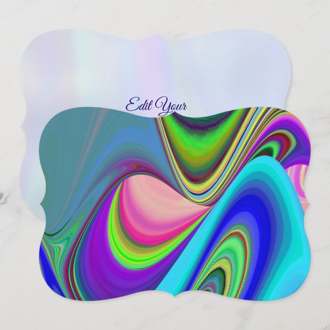Summerfeeling , Abstract 3D Rainbowart Save The Date (Front/Back)