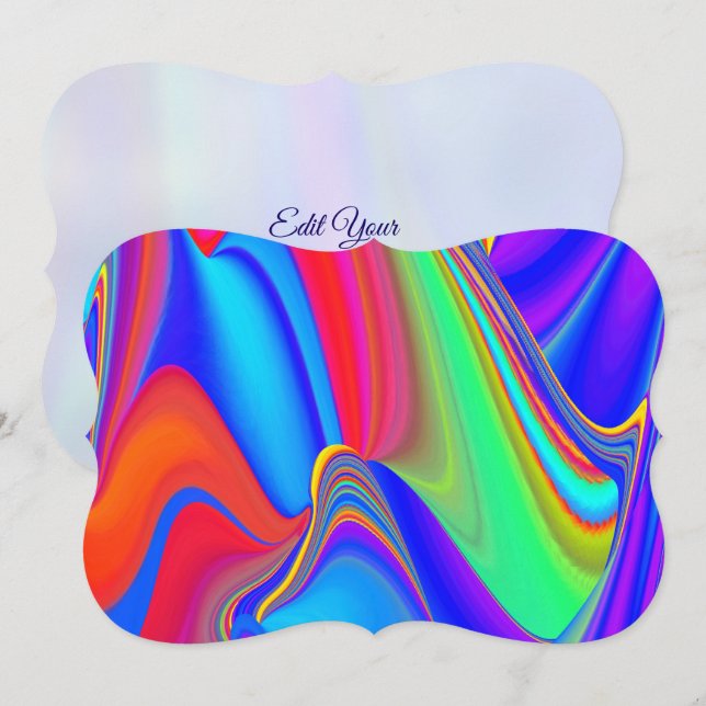 Summerfeeling , Abstract 3D Rainbowart Save The Date (Front/Back)