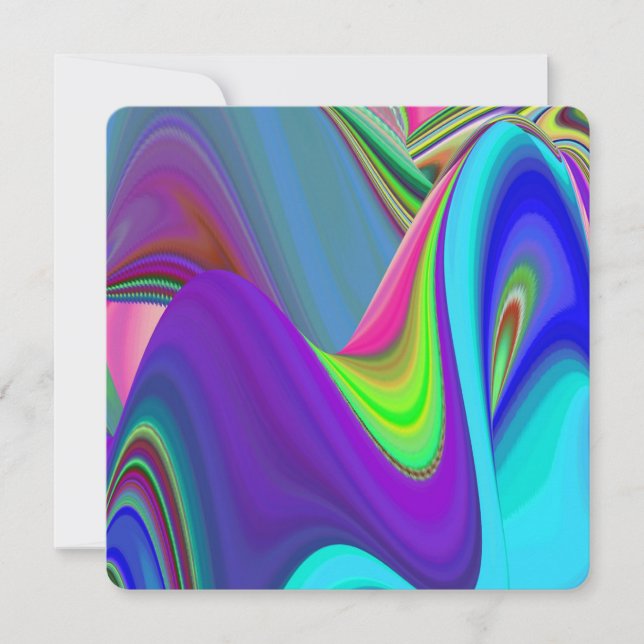 Summerfeeling , Abstract 3D Rainbowart Save The Date (Front)