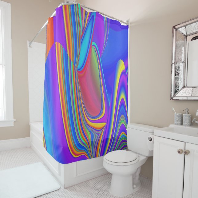 Summerfeeling , Abstract 3D Rainbowart Shower Curtain (In Situ)