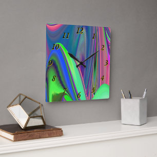 Summerfeeling , Abstract 3D Rainbowart Square Wall Clock