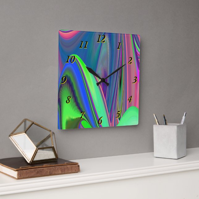 Summerfeeling , Abstract 3D Rainbowart Square Wall Clock (Office)