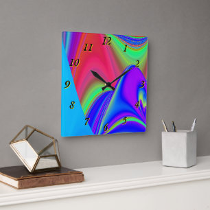 Summerfeeling , Abstract 3D Rainbowart Square Wall Clock