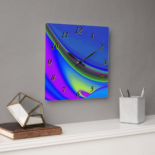 Summerfeeling , Abstract 3D Rainbowart Square Wall Clock