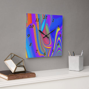 Summerfeeling , Abstract 3D Rainbowart Square Wall Clock