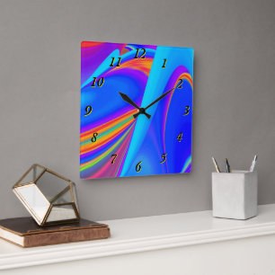 Summerfeeling , Abstract 3D Rainbowart Square Wall Clock