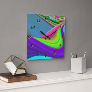 Summerfeeling , Abstract 3D Rainbowart Square Wall Clock