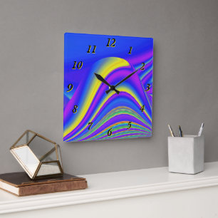 Summerfeeling , Abstract 3D Rainbowart Square Wall Clock