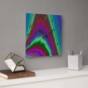 Summerfeeling , Abstract 3D Rainbowart Square Wall Clock