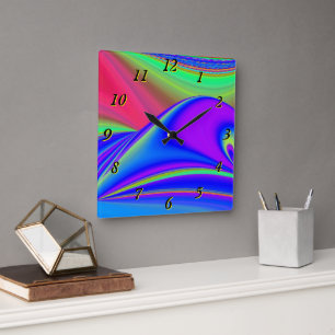 Summerfeeling , Abstract 3D Rainbowart Square Wall Clock