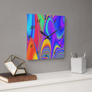 Summerfeeling , Abstract 3D Rainbowart Square Wall Clock