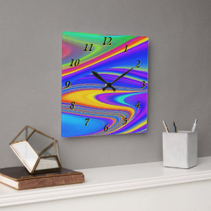 Summerfeeling , Abstract 3D Rainbowart Square Wall Clock