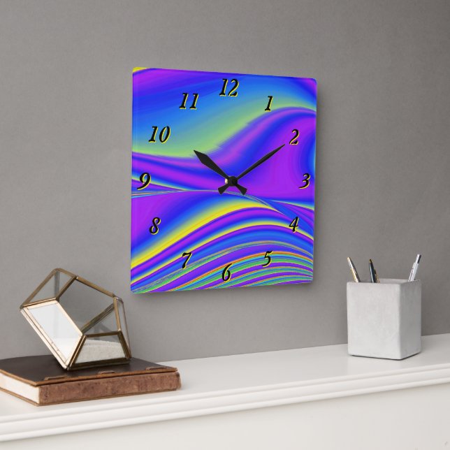Summerfeeling , Abstract 3D Rainbowart Square Wall Clock (Office)