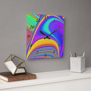 Summerfeeling , Abstract 3D Rainbowart Square Wall Clock