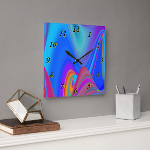 Summerfeeling , Abstract 3D Rainbowart Square Wall Clock