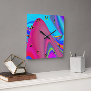 Summerfeeling , Abstract 3D Rainbowart Square Wall Clock