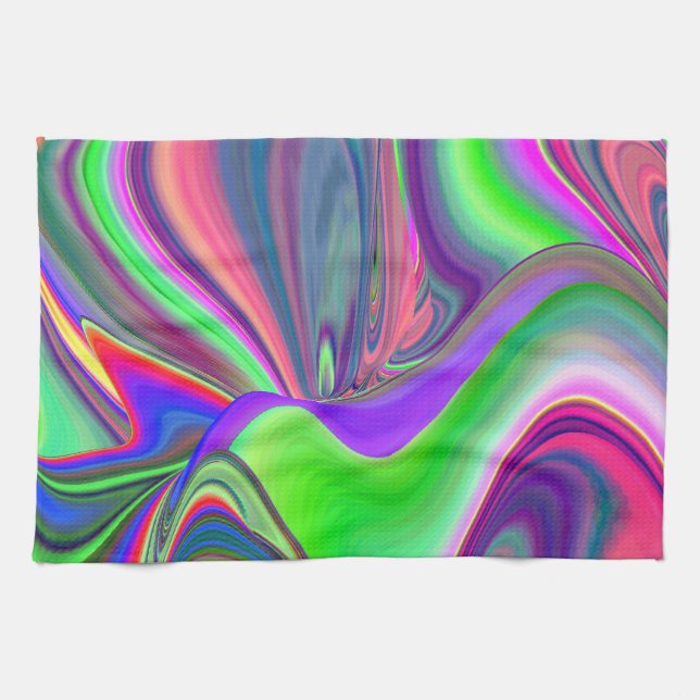 Summerfeeling , Abstract 3D Rainbowart Tea Towel (Horizontal)