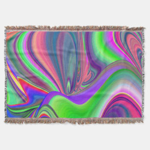 Summerfeeling , Abstract 3D Rainbowart Throw Blanket