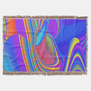 Summerfeeling , Abstract 3D Rainbowart Throw Blanket