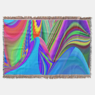Summerfeeling , Abstract 3D Rainbowart Throw Blanket