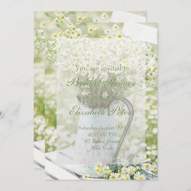 Summerfield Daisies Camomile Flower Bridal Shower Invitation (Front/Back)