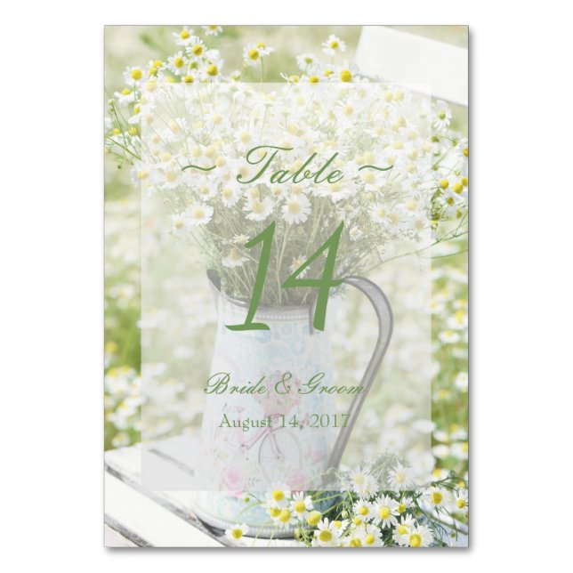 Summerfield Daisies Camomile Wedding Table Number (Front)