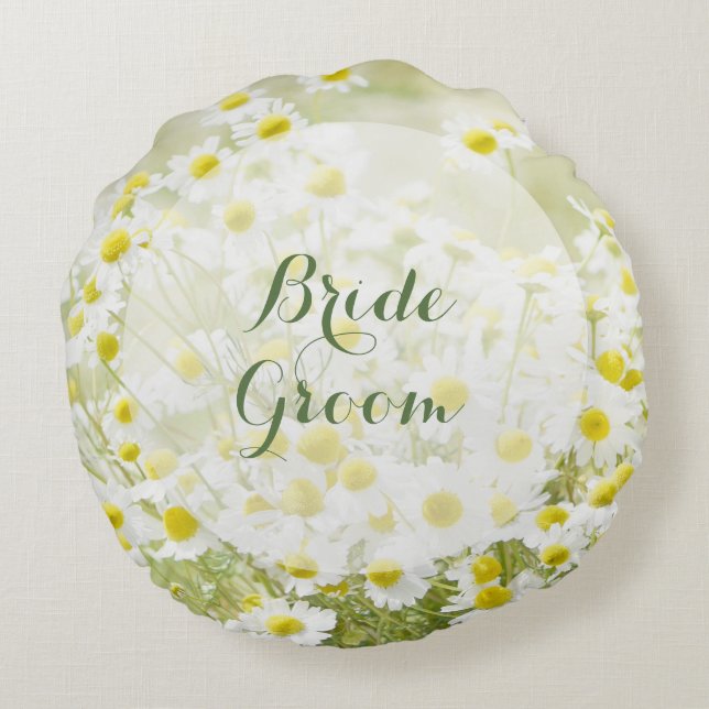 Summerfield Daisies  Flower Daisy Wedding  Forever Round Cushion (Back)