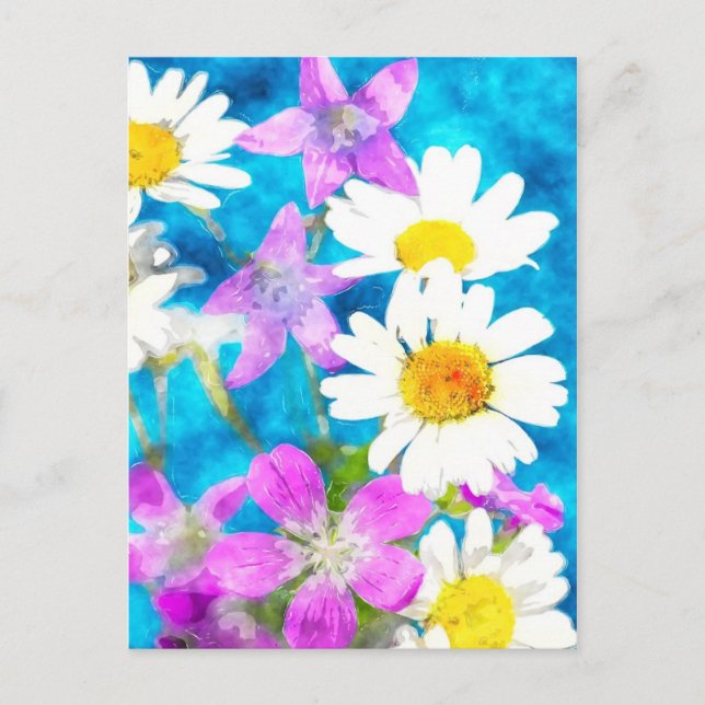 Summerflowers Postcard in watercolor (Front)