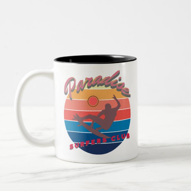 Summerfun surfing club-Beach weather Two-Tone Coffee Mug (Left)
