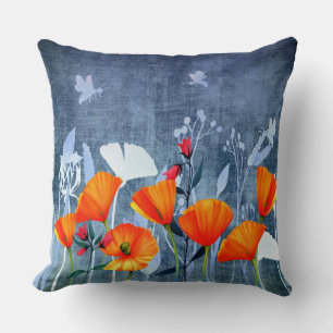 Summernight- Shadow of a Poppy meadow Cushion