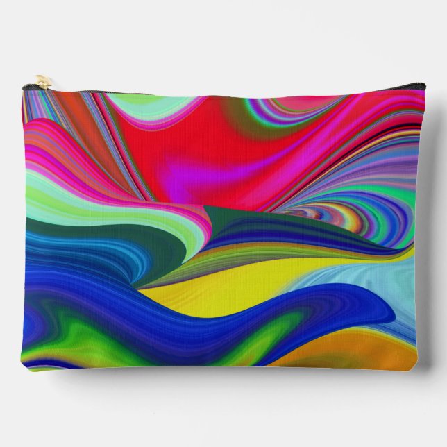 Summerrainbow , Abstract 3D Rainbowart Accessory Pouch (Front)