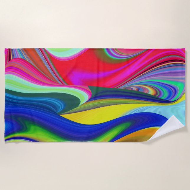 Summerrainbow , Abstract 3D Rainbowart Beach Towel (Front)