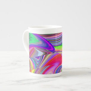 Summerrainbow , Abstract 3D Rainbowart Bone China Mug