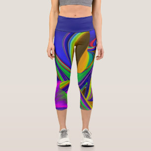 Summerrainbow , Abstract 3D Rainbowart Capri Leggings