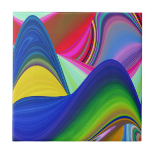 Summerrainbow , Abstract 3D Rainbowart Ceramic Tile