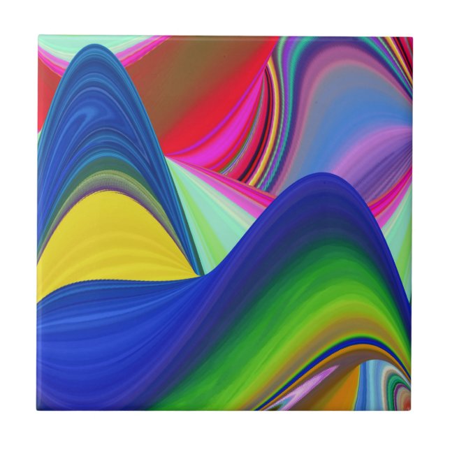 Summerrainbow , Abstract 3D Rainbowart Ceramic Tile (Front)