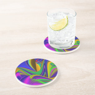 Summerrainbow , Abstract 3D Rainbowart Coaster