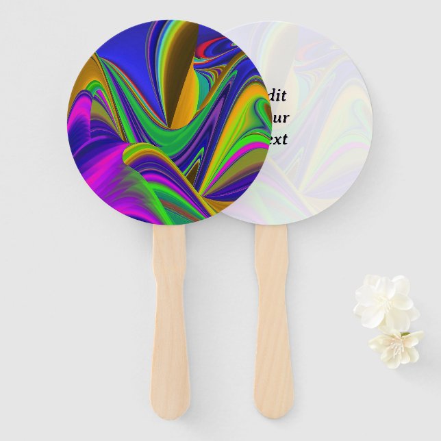 Summerrainbow , Abstract 3D Rainbowart Hand Fan (Front and Back)