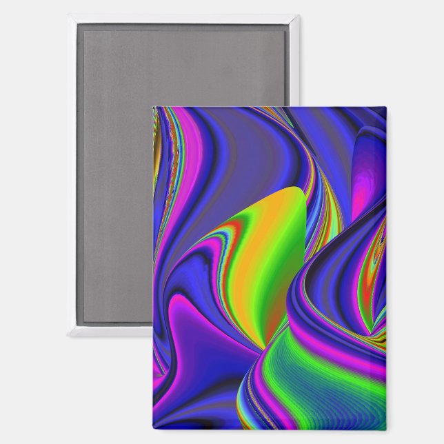 Summerrainbow , Abstract 3D Rainbowart Magnet (Front/Back)