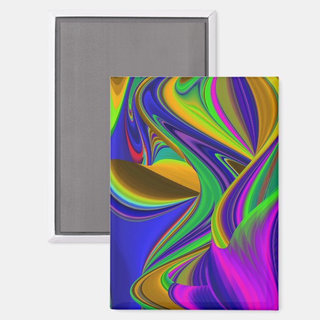 Summerrainbow , Abstract 3D Rainbowart Magnet (Front/Back)