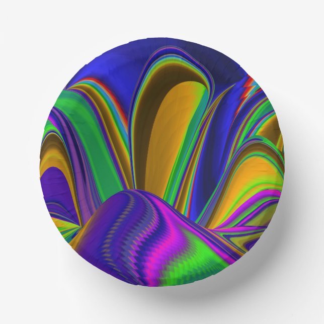 Summerrainbow , Abstract 3D Rainbowart Paper Plate (Front)