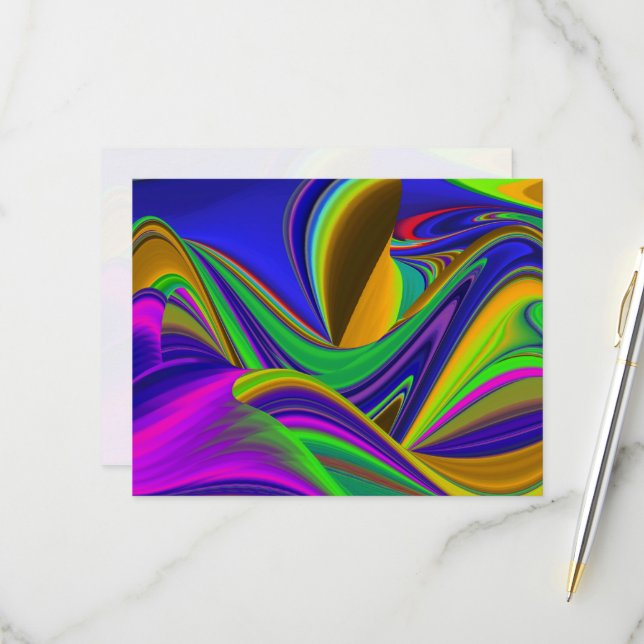 Summerrainbow , Abstract 3D Rainbowart RSVP Card (Front/Back In Situ)