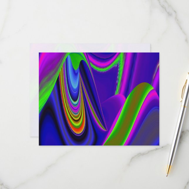 Summerrainbow , Abstract 3D Rainbowart RSVP Card (Front/Back In Situ)